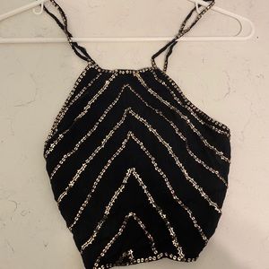 Intimately by Free People Gold-Sequined Halter